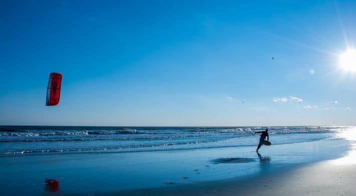 Flying the best kites along a beautiful beach