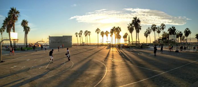 basketball court in the sun