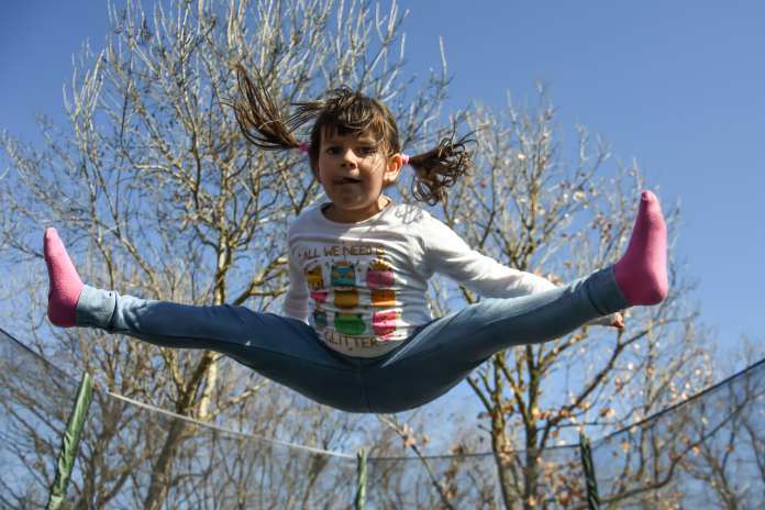 curious child jumping