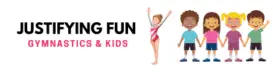 justifying fun gymnastics and kids logo