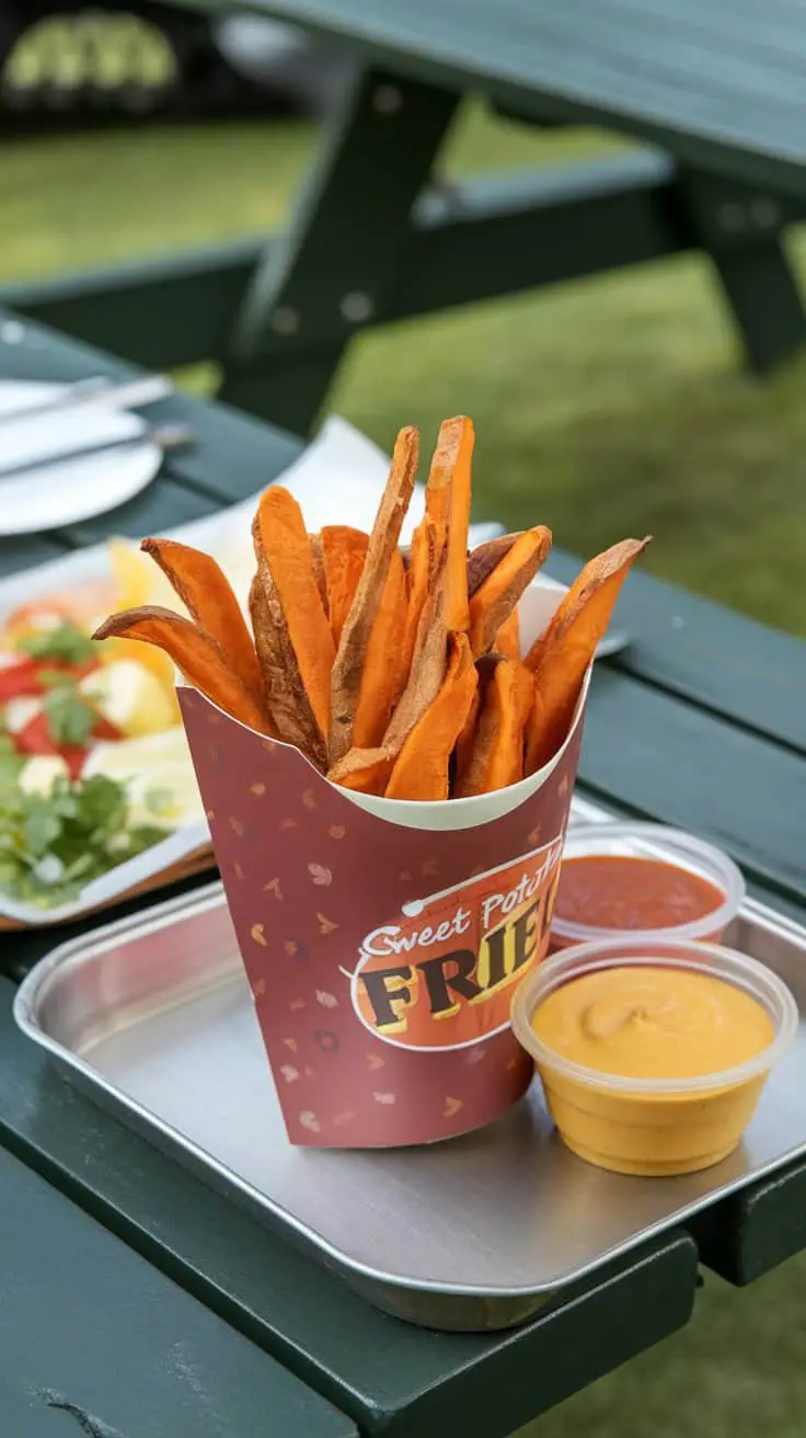 Baked sweet potato fries with dipping sauce
